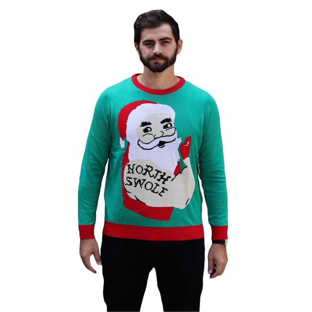 Bulky Santa North Swole Christmas Sweater